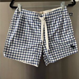 Abercrombie and Fitch Blue Checkered Swim Shorts